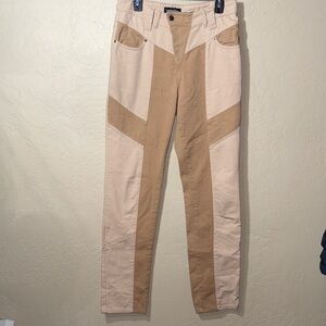 Retrofete made in Italy color block festival western patch tan brown denim 29